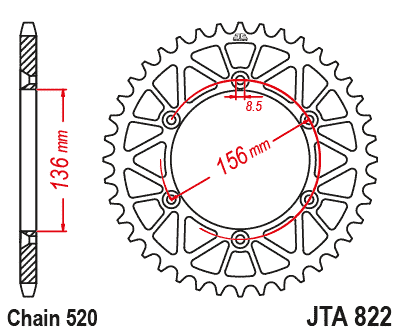 JT JTA822-52 Dişli 52 Diş ürün görseli