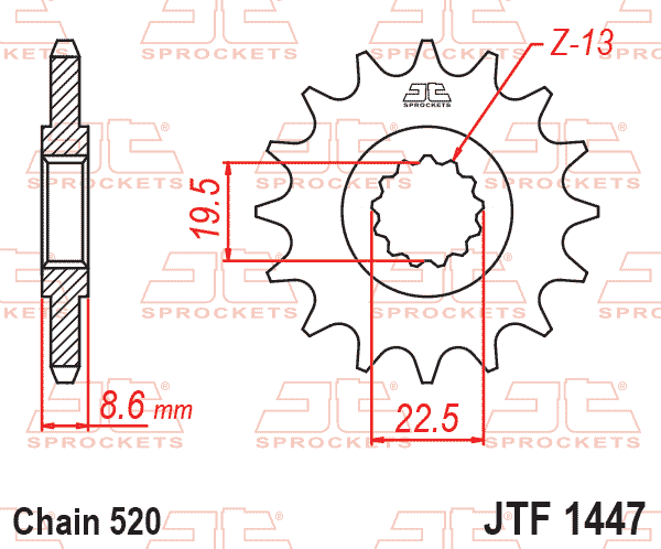 JT JTF1447-14 Kauçuk Destekli Sessiz Ön Dişli 14 Diş ürün görseli