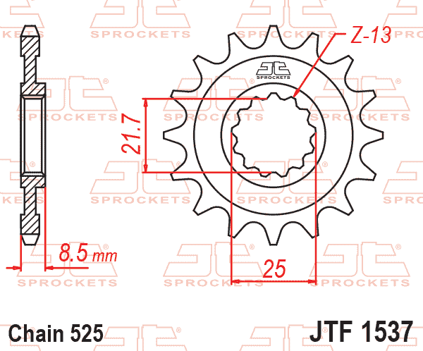 JT JTF1537-16 Kauçuk Destekli Sessiz Ön Dişli 16 Diş ürün görseli