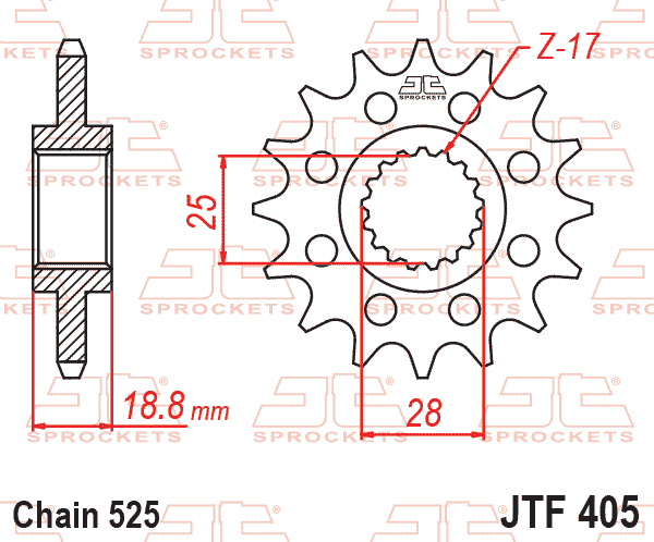 JT JTF405-20 Kauçuk Destekli Sessiz Ön Dişli 20 Diş ürün görseli