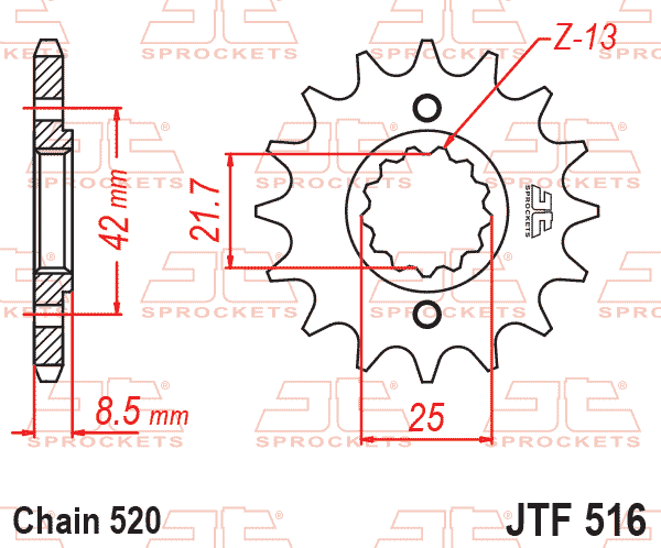 JT JTF516-16 Kauçuk Destekli Sessiz Ön Dişli 16 Diş ürün görseli