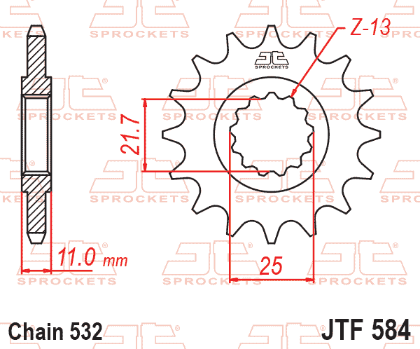 JT JTF584-16 Ön Dişli 16 Diş ürün görseli