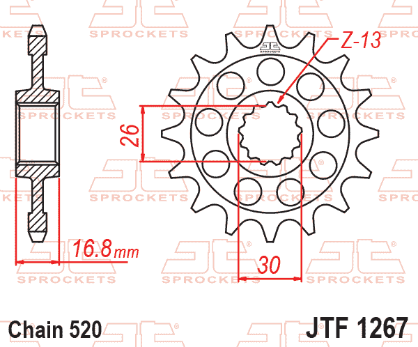 JT JTF1267-16 Kauçuk Destekli Sessiz Ön Dişli 16 Diş ürün görseli