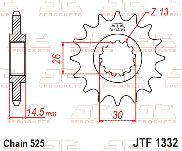 JT JTF1332-16 Kauçuk Destekli Sessiz Ön Dişli 16 Diş ürün görseli