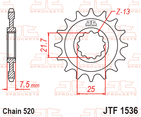 JT JTF1536-16 Kauçuk Destekli Sessiz Ön Dişli 16 Diş ürün görseli