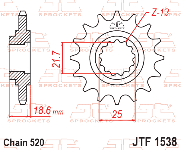 JT JTF1538-15 Kauçuk Destekli Sessiz Ön Dişli 15 Diş ürün görseli