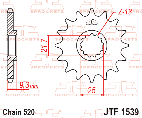 JT JTF1539-14 Kauçuk Destekli Sessiz Ön Dişli 14 Diş ürün görseli