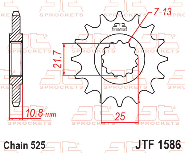 JT JTF1586-16 Kauçuk Destekli Sessiz Ön Dişli 16 Diş ürün görseli