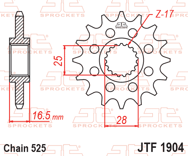 JT JTF1904-17 Kauçuk Destekli Sessiz Ön Dişli 17 Diş ürün görseli