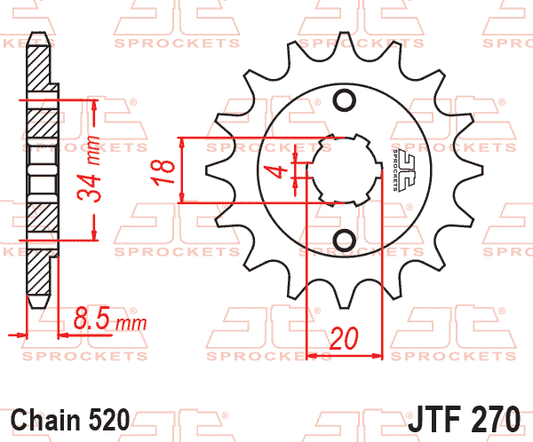 JT JTF270-14 Ön Dişli 14 Diş ürün görseli