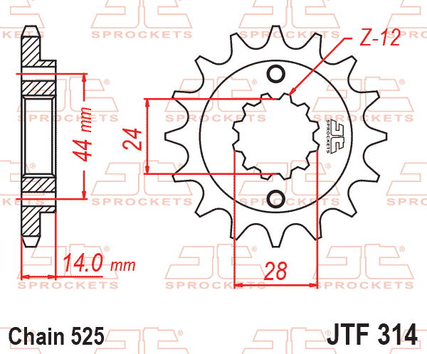 JT JTF314-16 Kauçuk Destekli Sessiz Ön Dişli 16 Diş ürün görseli