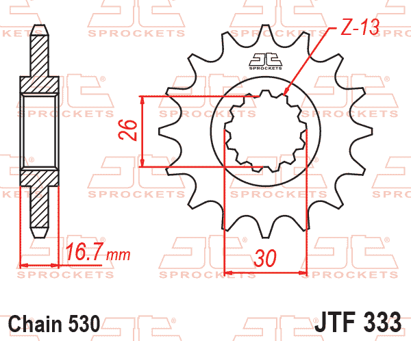 JT JTF333-16 Kauçuk Destekli Sessiz Ön Dişli 16 Diş ürün görseli