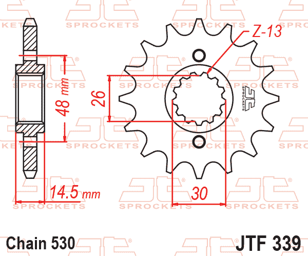 JT JTF339-17 Kauçuk Destekli Sessiz Ön Dişli 17 Diş ürün görseli