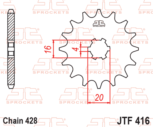 JT JTF416-14 Ön Dişli 14 Diş ürün görseli