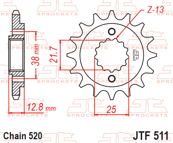 JT JTF511-15 Kauçuk Destekli Sessiz Ön Dişli 15 Diş ürün görseli