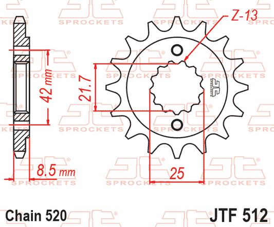 JT JTF512-16 Kauçuk Destekli Sessiz Ön Dişli 16 Diş ürün görseli