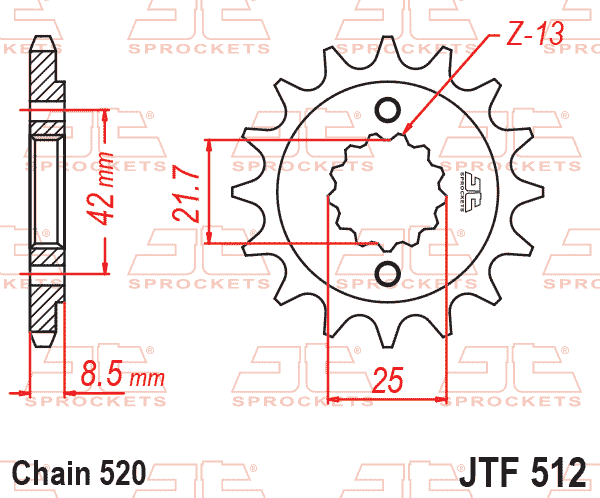 JT JTF512-17 Kauçuk Destekli Sessiz Ön Dişli 17 Diş ürün görseli