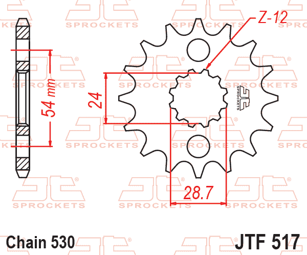 JT JTF517-17 Kauçuk Destekli Sessiz Ön Dişli 17 Diş ürün görseli