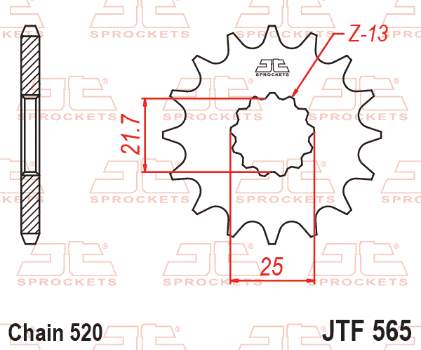 JT JTF565-16 Kauçuk Destekli Sessiz Ön Dişli 16 Diş ürün görseli