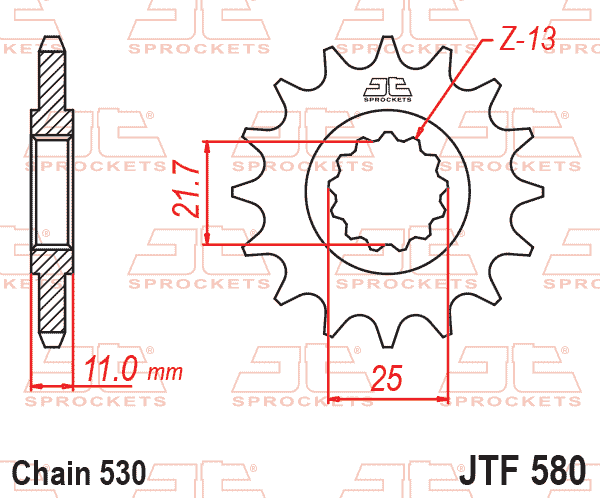 JT JTF580-16 Kauçuk Destekli Sessiz Ön Dişli 16 Diş ürün görseli