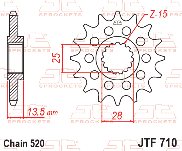 JT JTF710-15 Kauçuk Destekli Sessiz Ön Dişli 15 Diş ürün görseli