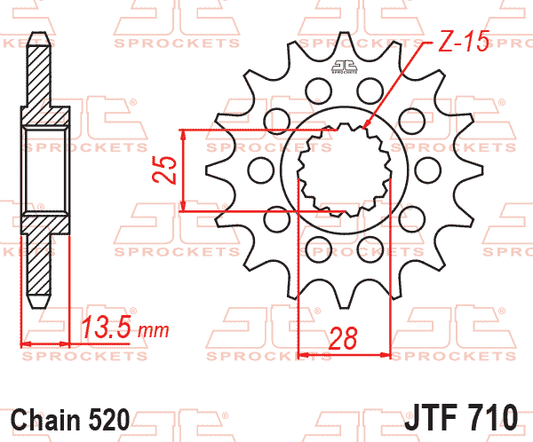 JT JTF710-17 Kauçuk Destekli Sessiz Ön Dişli 17 Diş ürün görseli