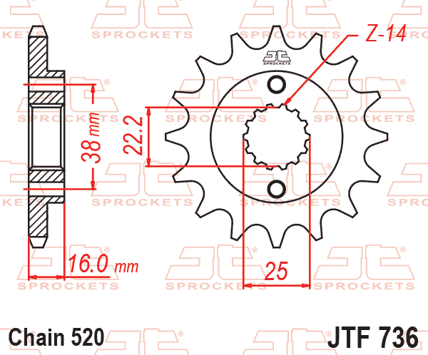 JT JTF736-15 Ön Dişli 15 Diş ürün görseli