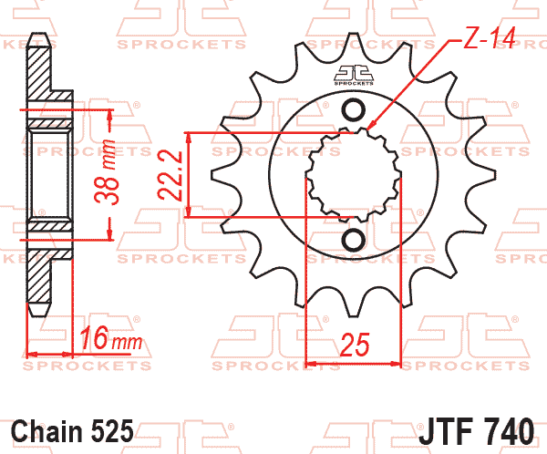 JT JTF740-15 Kauçuk Destekli Sessiz Ön Dişli 15 Diş ürün görseli