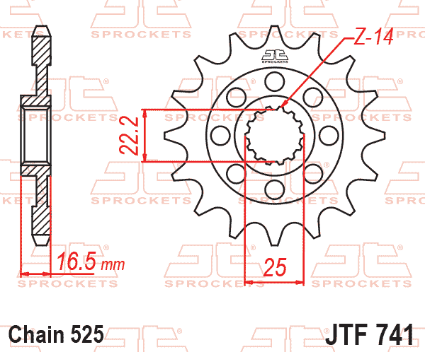 JT JTF741-15 Kauçuk Destekli Sessiz Ön Dişli 15 Diş ürün görseli