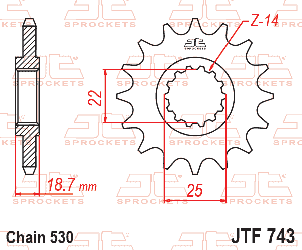 JT JTF743-15 Kauçuk Destekli Sessiz Ön Dişli 15 Diş ürün görseli