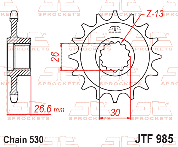 JT JTF985-19 Kauçuk Destekli Sessiz Ön Dişli 19 Diş ürün görseli